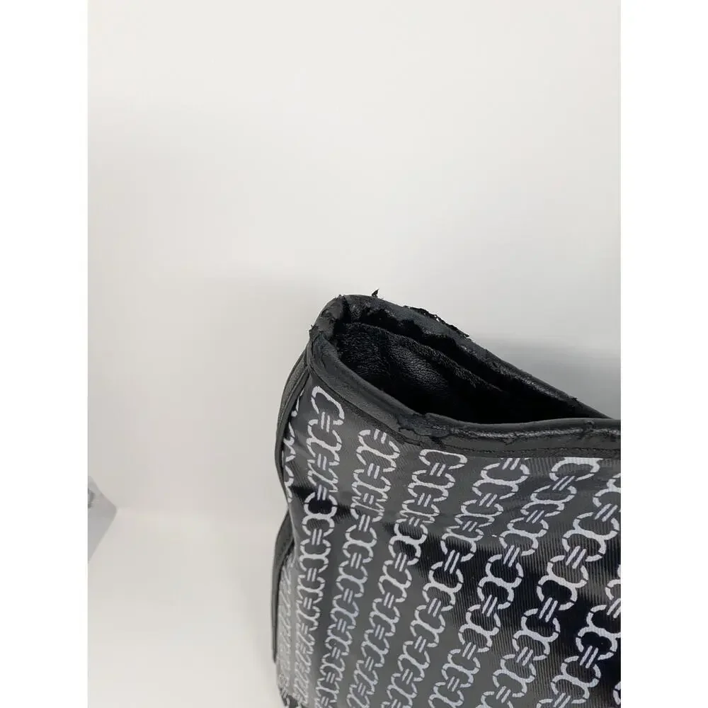 Tory Burch Gemini Link Tote Black Logo Print Coated Canvas Carryall